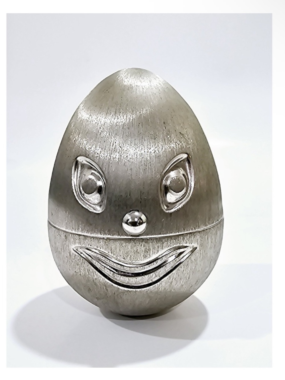 Vintage‎ Napier Brushed Silver Humpty Dumpty Coin Bank Oddity Collectible Egg